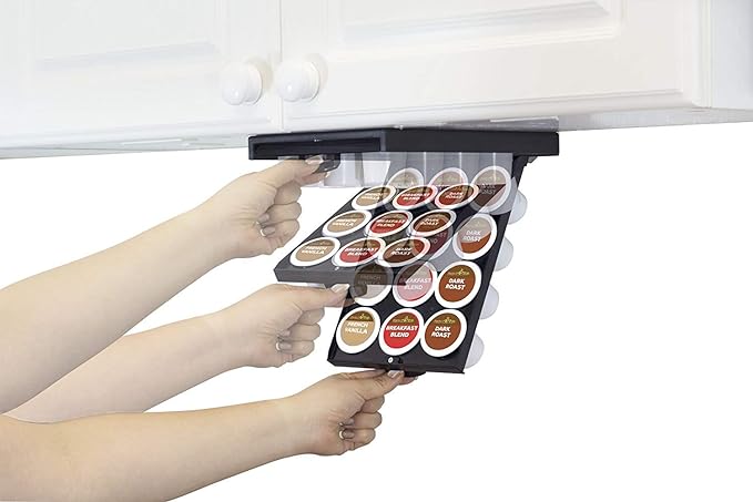PERFECT POD EZ-Shelf Under Shelf Storage for K Cups, Space-Saving Under Counter Cabinet Coffee Pod Holder